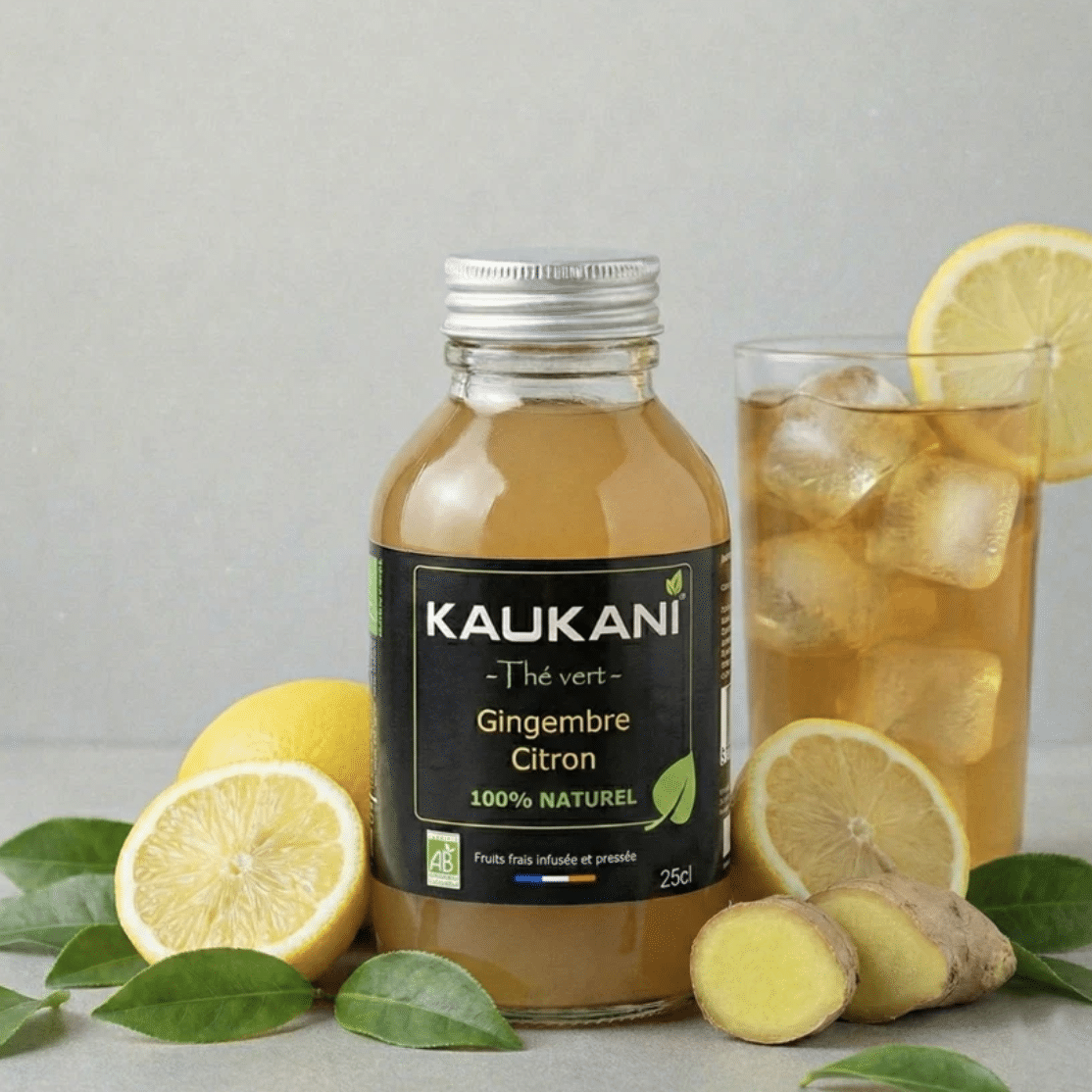 Kaukani Thé vert Gingembre citron 250 ml – Image 1